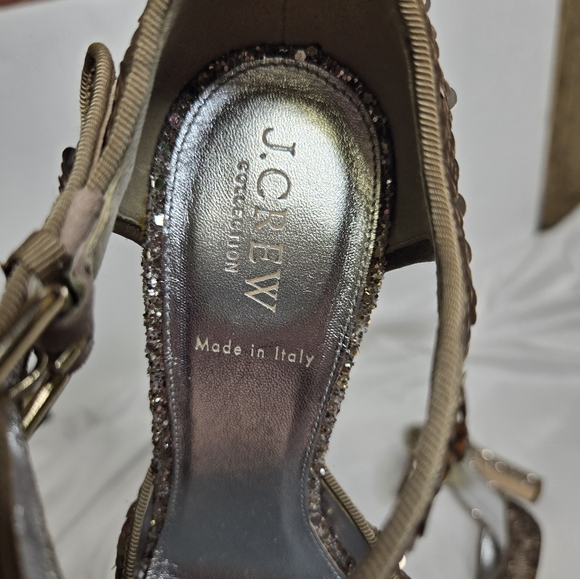 J CREW Collection gold sequin sparkle‎ mary jane block heel shoes 8 - Picture 8 of 10